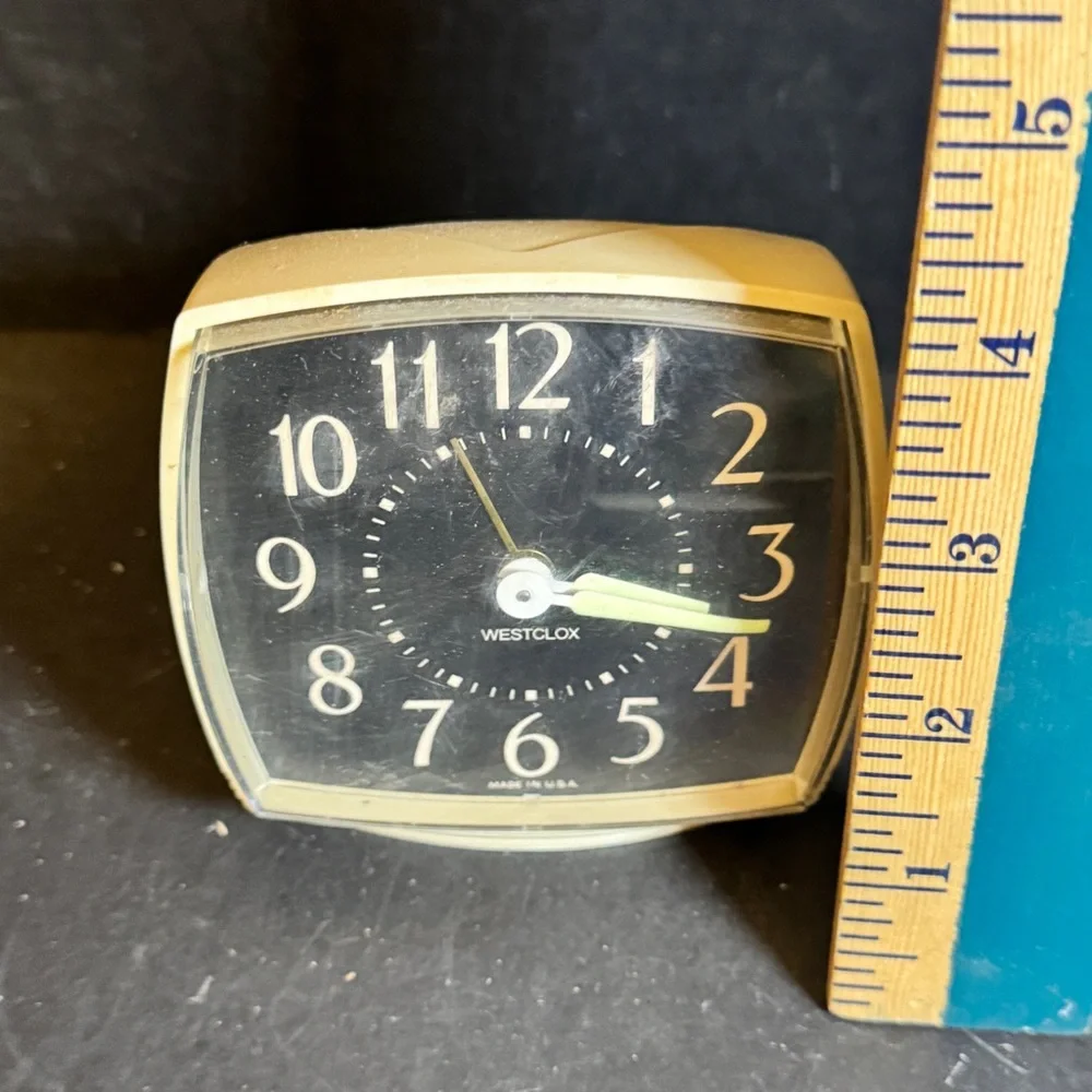 Vintage WestClox Cream Clock with Black Front [Item 0320]